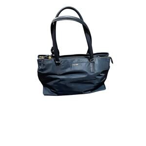 TUMI Georgiana Business Tote in Blue Nylon with Leather Trim Travel Work Caryall